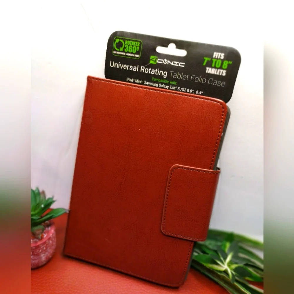 Universal Rotating Tablet Folio Case Fit 7 To 8 In Tablets Rotates 360